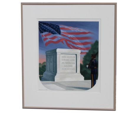 Howard Koslow (1924 - 2016) "Tomb of the Unknowns" Signed lower left. Acrylic painting on Illustration Board. Provenance: Col