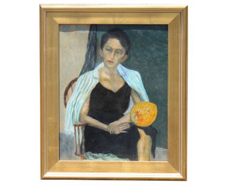 Joseph Mayper, 1968 Portrait of a Woman. Signed and dated upper left. Oil on canvas. Sight size: 19.5 x 13.5 in. Overall fram