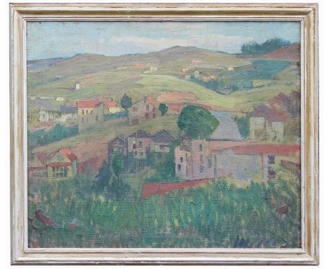 Manner of Cezanne, French Landscape Painting. Oil on canvas. Appears to be unsigned, has not been examined out of frame. Area