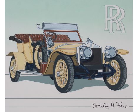 Stanley Paine (British, B. 1934) "Rolls Royce Silver Ghost" Signed lower right. Original Oil painting on Illustration Board. 