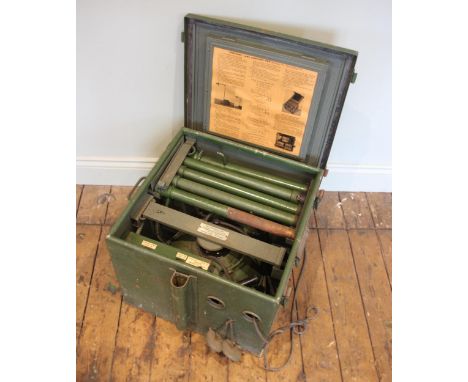 A US Army Field Operating Lamp made by the America Sterilizer company of Erie Pennsylvania, mid 20th century, in transport ca