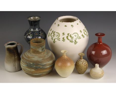 A collection of studio pottery, to include: a Derek Clarkson (1928-2013) studio pottery vase, of globe form with narrow neck,