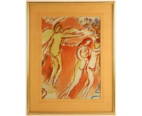 Marc Chagall (1887-1985),'Adam Et Eve Chasses Du Paradis Terrestre',Limited edition colour lithograph on paper, created by Ch