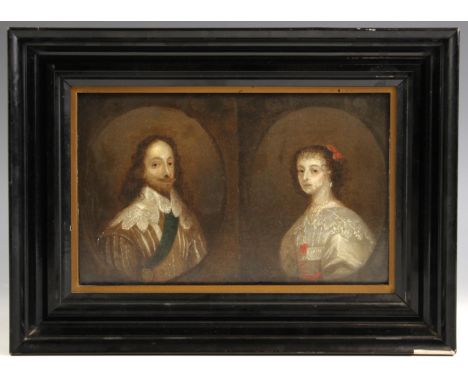 Follower of Sir Anthony van Dyck (Flemish, 1599-1641),A double portrait of Charles I and Queen Henrietta Maria, probably an 1