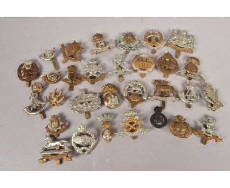British Cap Badges, including Gloucestershire Regiment, The Life Guards, Notts & Derby, Middlesex Regiment, Bays, Royal Marin