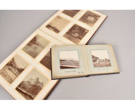 Victorian Period Photograph Albums with Photographs, two albums,  the first album includes views of Lyonsdown House gardens a
