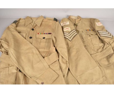 Two War period RFC/RAF Tropical jackets, one stamped Air Ministry No.6 to inside with label removed, with brass button, rank 