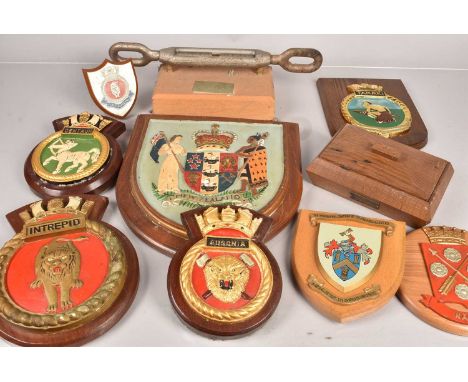 A collection of wall plaques, to include a large New Zealand, Ausonia, Intrepid, Centaur, Narke, Tamaki, Company of Tylers an