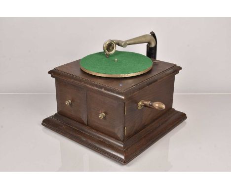 Hornless Gramophones, HMV Model 1 (LBAO), dated April 1920 with HMV Exhibition soundbox; and Victor VV VI , in mahogany case 