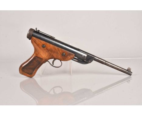 A Diana Model 5 .177 Break Barrel Air Pistol, having letter 'D' inside a circle with arrow to the top of the barrel, with woo