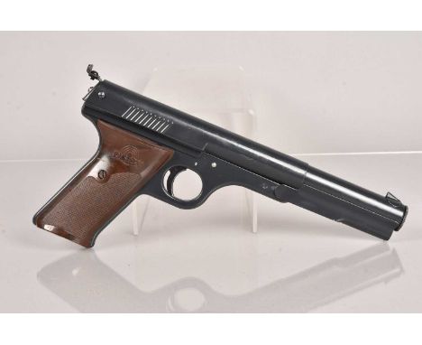 A Daisy Model 177 Air Pistol, .177 cal, marked 'Bullseye' to one side in gilt, grey body with brown plastic grip, 18+ TO PURC