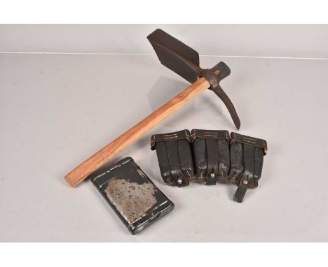 A German K98 Cleaning Kit, complete with contents (unchecked), together with a German Ammunition Pouch (three pouches), with 