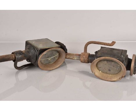 A pair of Carriage lamps, having Rivetted Head Patent plaque to the back, AF together with a collection of bicycle and other 