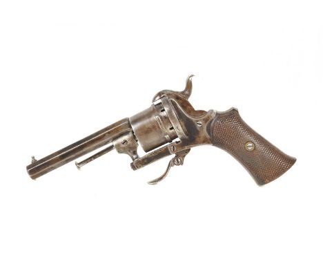 A Belgian six-shot revolver, having 3 3/8'' sighted octagonal barrel,  plain cylinder with Belgian Proof Mark, serial number 