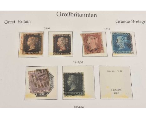 An album of British Victorian and later stamps, to include two Penny Blacks (AI/AH), a good collection of Penny Reds (120+), 