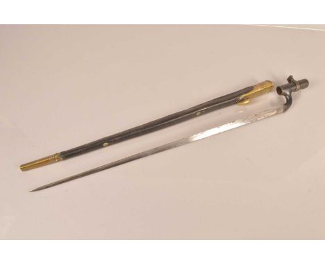 A British Pattern 1895 Martini Enfield, converted P1876 Martini Henry, having 55cm long triform blade, with numerous markings