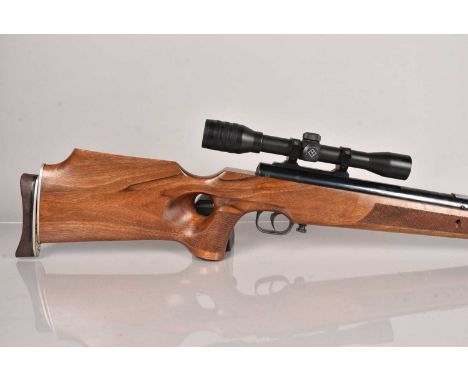 A Theoben Prometheus .177 Air Rifle, having thumb hole stock, with moderator and 4x Kassnar Wide Angle scope, 18+ TO PURCHASE