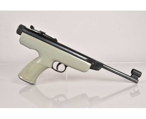 A Diana Model 5 .177 Break Barrel Air Pistol, having shaped plastic stock, in grey, with cross hatched grip, with large fores