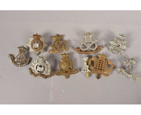 Victorian British Cap Badges, to include The Devonshire Regiment, The Border Regiment, Royal Gloucester Hussars, 9th Lancers,