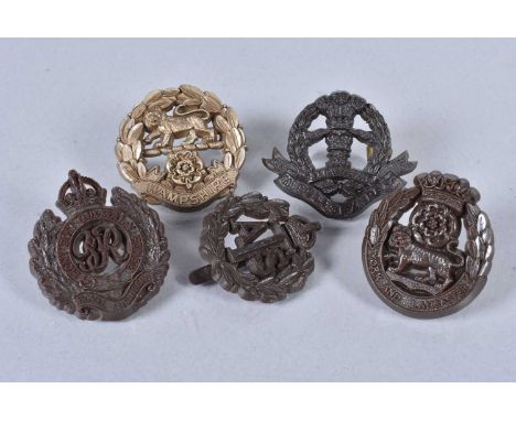 Three WWII Plastic Economy cap badges, comprising York and Lancaster, Royal Engineers and Hampshire Regiment, all by Stanley 