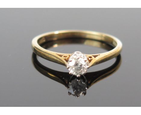 A 9ct Gold and Diamond Solitaire Ring, .25ct, size N.75, 1.6g 