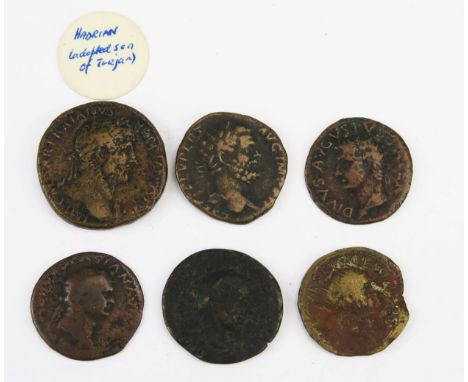 Roman six x Mainly Dupondius with Hadrian Sestertius and Augustus Dupondius.