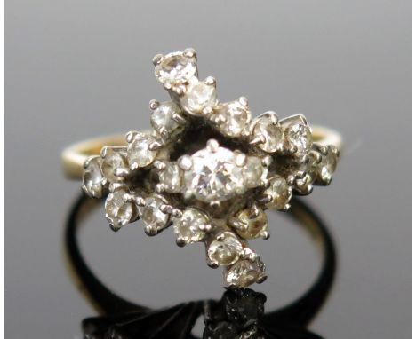 An 18ct Gold and Old Cut Diamond Ring, 18x16mm head, size P, 4.6g 