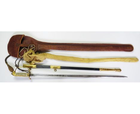 A George V Naval Officer's dress sword by Gieves, with 79cm etched and fullered blade, bears Royal Cypher and fouled anchor, 