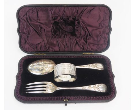 A Victorian silver two-piece Hanoverian pattern christening set, maker Atkin Brothers, Sheffield, 1890, dated, together with 