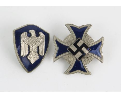 Two possible Third Reich period replica metal and enamel badges. 