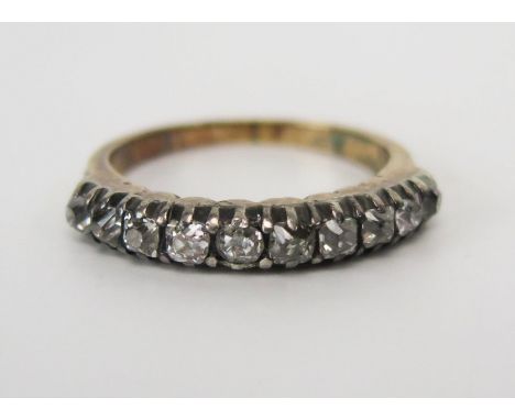 A Georgian Old Cut Diamond Half Eternity Ring set with ten stones of varying size (c. 1.9-2.8mm), size L, 3.1g 