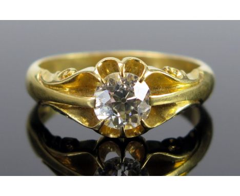 An Exceptional Antique Gent's Diamond Solitaire Ring in an 18ct Gold Setting, the c. 6.8mm(diam.) x 5mm deep old cut stone, s