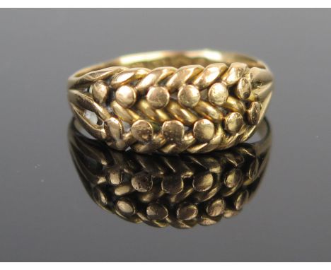 A Victorian 18ct Gold Keeper Ring, Birmingham 1900, size R, 5.4g. Shank is a little bent 