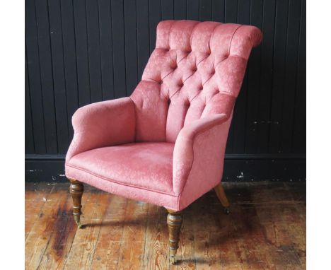 A&nbsp; Brights of Nettlebed 19th century style fully upholstered armchair, with padded button-down back padded armrests and 