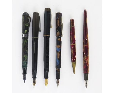 A Collection of Fountain Pens including Mentmore, 'The Silk',  Wyvern 1910-1935 Silver Jubilee pen, Summit S100, and one othe