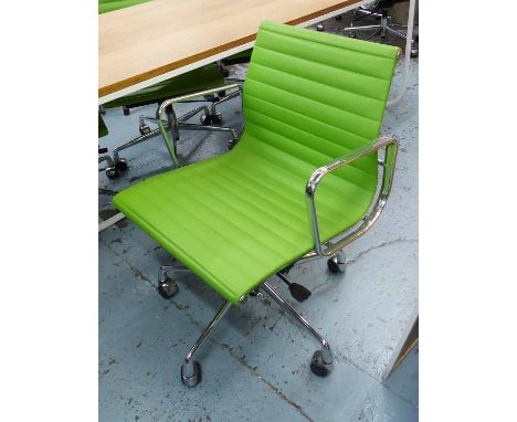 AFTER CHARLES &amp; RAY EAMES ALUMINIUM GROUP STYLE DESK CHAIR, 91cm H x 57cm W.