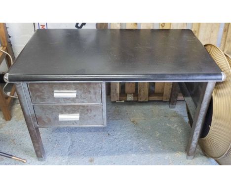 TONDELIER DESK, vintage 1950's Belgian chrome and steel, with linoleum top, 110cm x 64cm x 69cm. (slight faults)