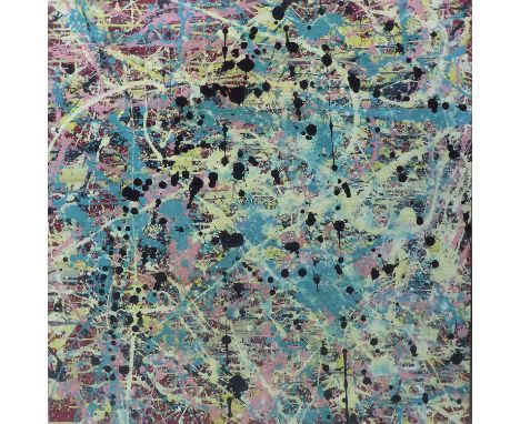 HENRY HADDOCK in the manner of Jackson Pollock 'Neon Jungle 1 and 2', a pair of enamel on board paintings, signed, titled and