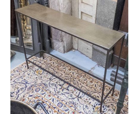 CONSOLE TABLE, metal framed with a rectangular top, 99cm W x 69cm H x 25cm D.