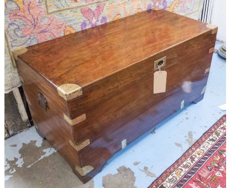 TRUNK, 19th century camphorwood and brass bound with rising lid, 54cm H x 105cm x 52cm.