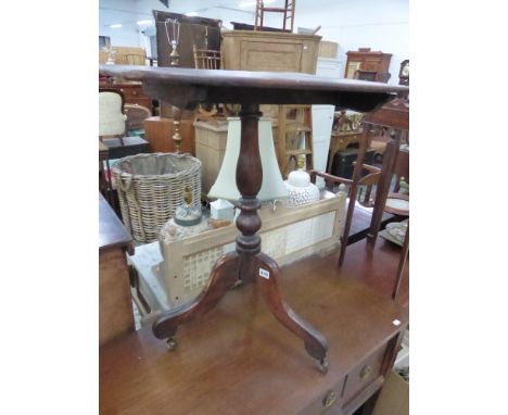 A BENARES TABLE AND A VICTORIAN TRIPOD TABLE. 