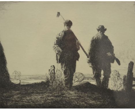ERNEST HERBERT WHYDALE (1886 - 1952) - The End of the Day, etching, signed in pencil, framed, 20cm x 25cm