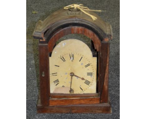 A 19th Century rosewood bracket clock with five pillar spring driven movement, painted arch dial within arch case (AF)