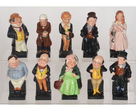 Ten assorted Royal Doulton Oliver Twist figurines comprising Sairey Gamp, Micawber, Little Nell, Artful Dodger, Pickwick, Fat