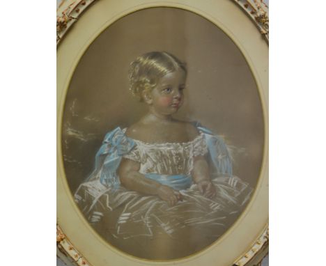 J.M.ROGERS (MID 19TH CENTURY) - Portrait of Gertrude Cavley as an infant, pastel drawing, signed and dated 1859, oval, 46.5cm