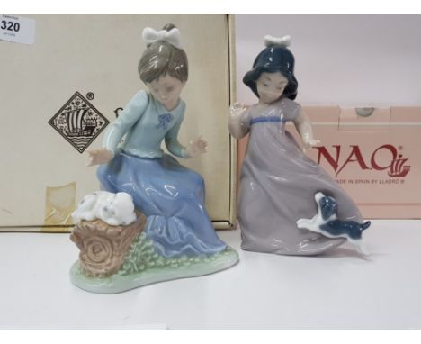 2 NAO BY LLADRO FIGURES 1091 LETS REST AND 1028 FOLLOWED BY PUPPY BOTH WITH ORIGINAL  BOXES