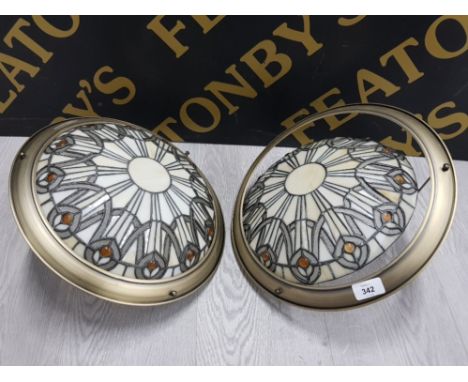 2 TIFFANY STYLE LIGHT SHADES, 1 NEEDS A SMALL FIXING NUT