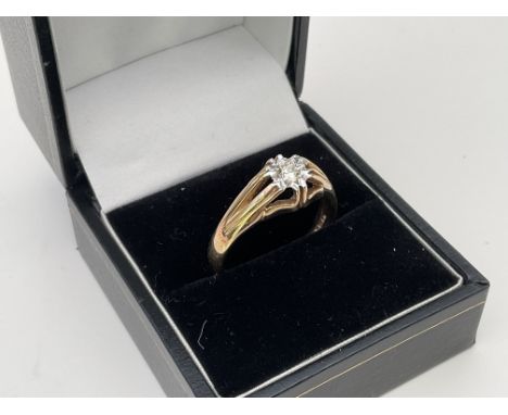 A 9ct gold gents ring set with a small diamond approx 0.12ct. 4g, S.