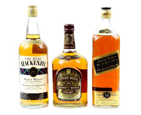 One bottle Chivas regal Blended Scotch Whisky 12 years Old, 750ml, 86 Proof, one bottle The Real Mackenzie blended Scotch Whi