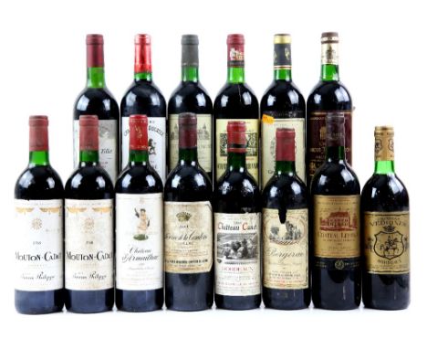 Fourteen bottles of red wine to include two bottles of Mouton Cadet 1988 vintage, one bottle of Chateau a'Armailhac 1993 vint